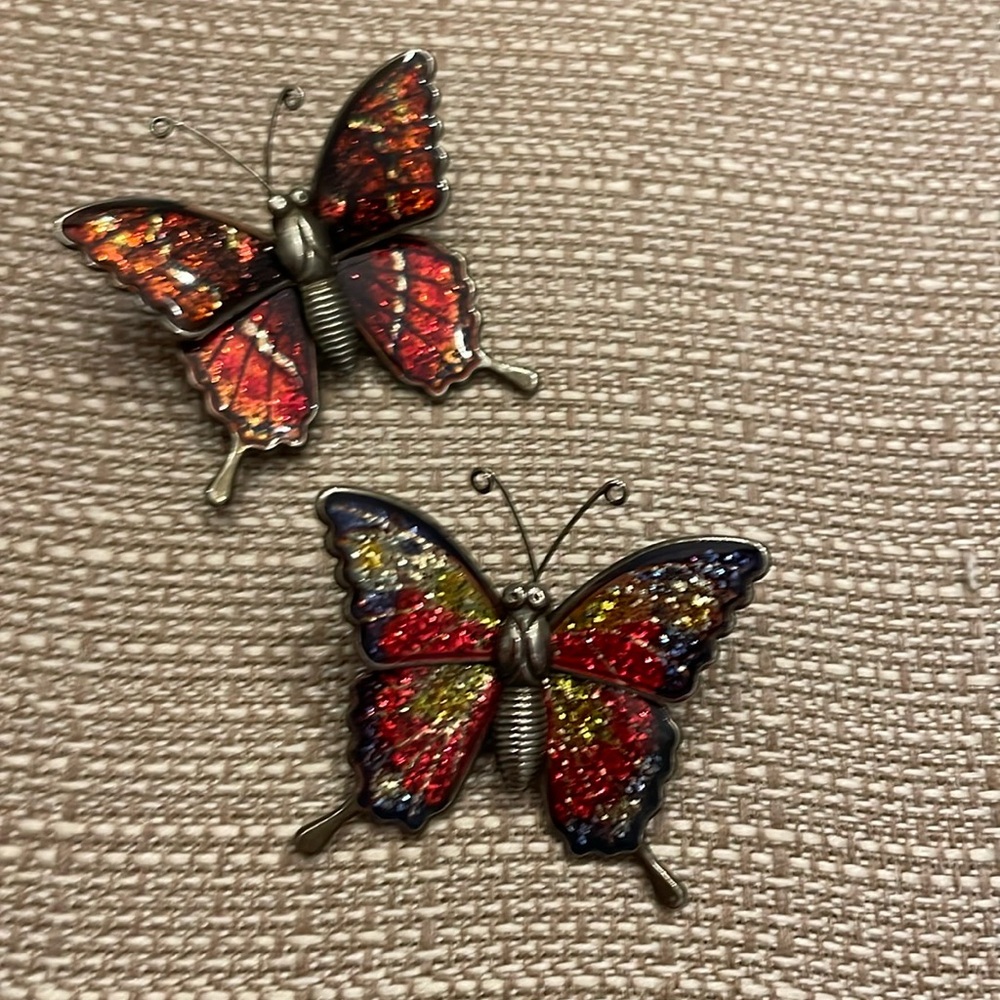 Two Butterfly brooches sparkly  Fun nature bugs